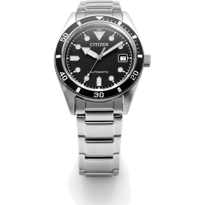 Citizen Automatic Unisex ∅38,5 mm - 10 ATM, Esfera negra, brazalete de acero