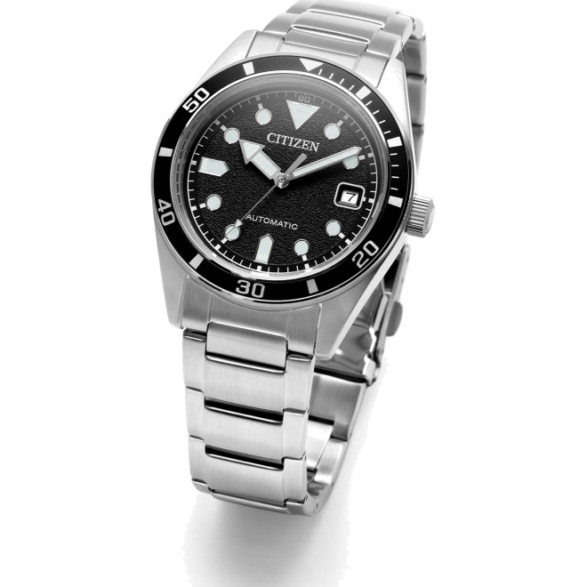 Citizen Automatic Unisex ∅38,5 mm - 10 ATM, Esfera negra, brazalete de acero