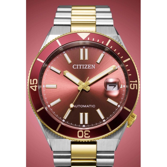 Citizen Tsuyosa Shore ∅40 mm - 10 ATM, Esfera roja, brazalete de acero sólido