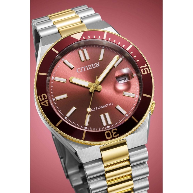 Citizen Tsuyosa Shore ∅40 mm - 10 ATM, Esfera roja, brazalete de acero sólido