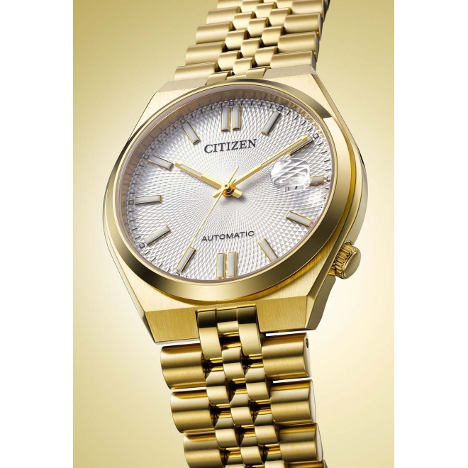 Citizen Tsuyosa 60 ∅40 mm - 5 ATM, Esfera plateada, brazalete de acero sólido gold