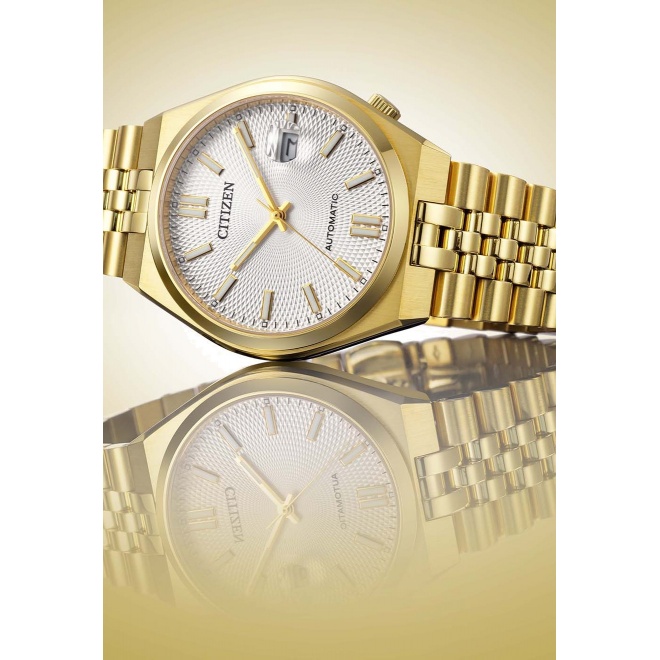 Citizen Tsuyosa 60 ∅40 mm - 5 ATM, Esfera plateada, brazalete de acero sólido gold