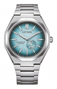 Citizen Super Titanium Zenshin 60 ∅40 mm - 10 ATM, Esfera gris azulado, brazalete sólido de super titanium TIC
