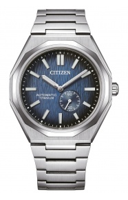 Citizen Super Titanium Zenshin 60 ∅40 mm - 10 ATM, Esfera azul, brazalete sólido de super titanium TIC