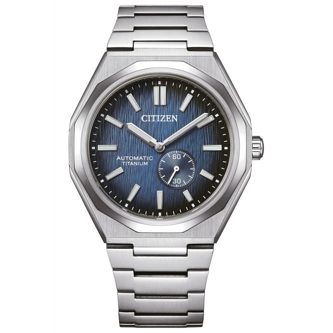 Citizen Super Titanium Zenshin 60 ∅40 mm - 10 ATM, Esfera azul, brazalete sólido de super titanium TIC