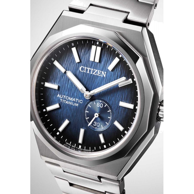 Citizen Super Titanium Zenshin 60 ∅40 mm - 10 ATM, Esfera azul, brazalete sólido de super titanium TIC