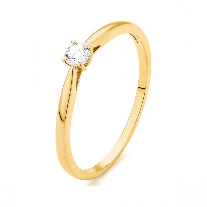 Anillo Solitario de oro amarillo de 18 Kt con diamante de 0,10 a 0,33 ct