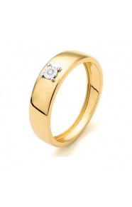 Anillo Solitario de oro amarillo de 18 Kt con diamante de 0,01 a 0,05 ct