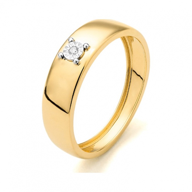 Anillo Solitario de oro amarillo de 18 Kt con diamante de 0,01 a 0,05 ct