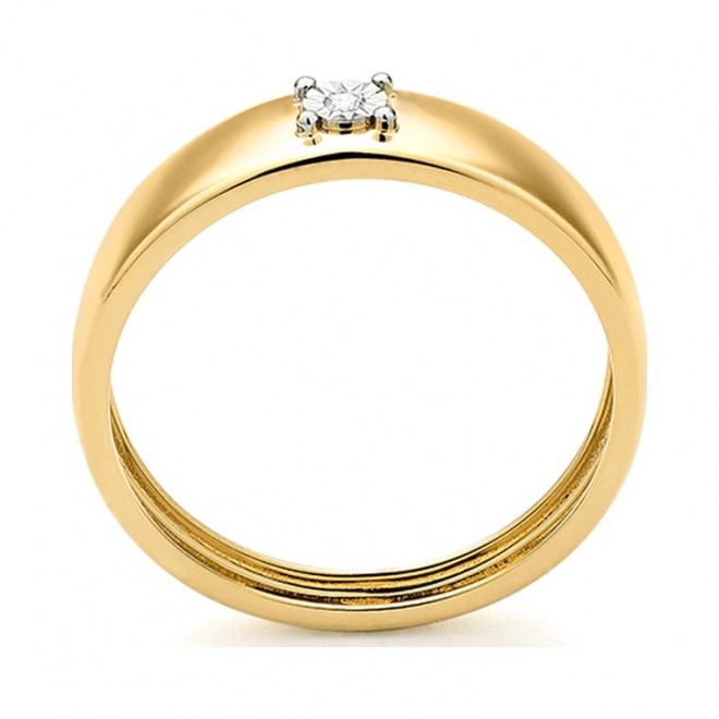 Anillo Solitario de oro amarillo de 18 Kt con diamante de 0,01 a 0,05 ct