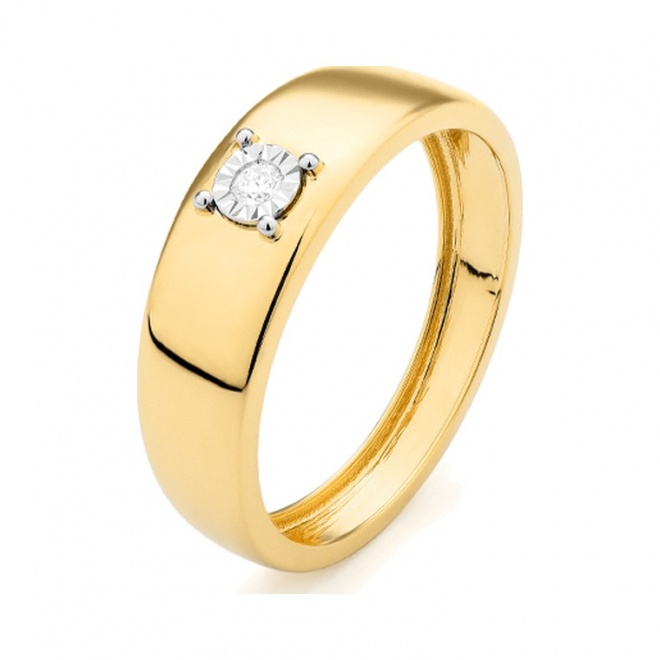 Anillo Solitario de oro amarillo de 18 Kt con diamante de 0,01 a 0,05 ct