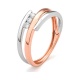 Anillo Tresillo de oro rosa de 18 Kt con diamantes de 0,15 ct