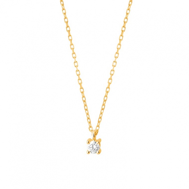 Colgante Solitario de oro amarillo de 18 Kt con diamante de 0,10 a 0,25 ct