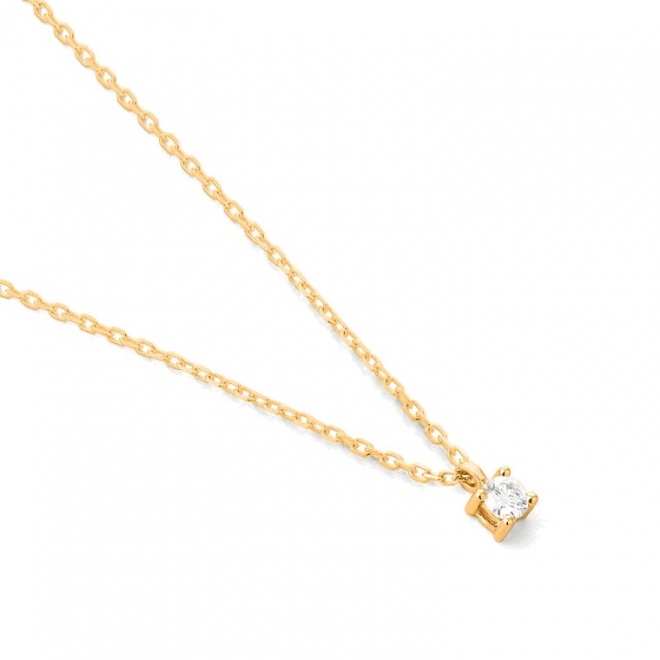 Colgante Solitario de oro amarillo de 18 Kt con diamante de 0,10 a 0,25 ct
