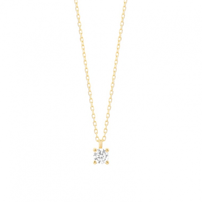 Colgante Solitario de oro amarillo de 18 Kt con diamante de 0,10 a 0,25 ct