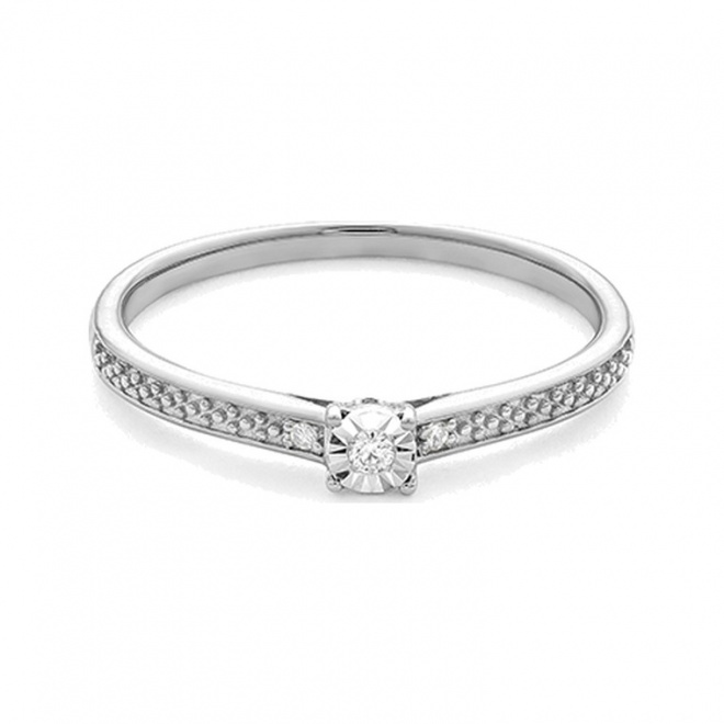 Anillo de oro blanco de 18 Kt con diamantes de 0,03 a 0,17 ct