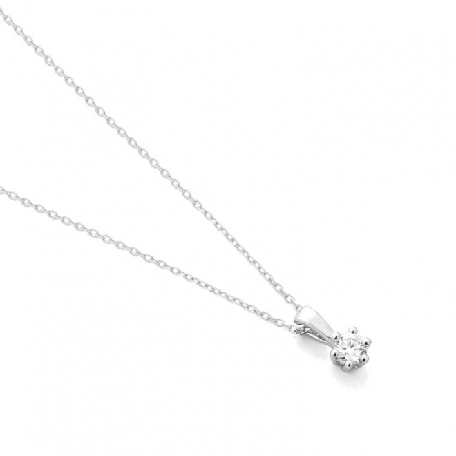 Colgante Solitario de oro blanco de 18 Kt con diamante de 0,05 a 0,53 ct