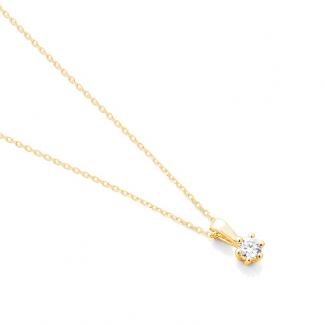 Colgante Solitario de oro amarillo de 18 Kt con diamante de 0,05 a 0,20 ct
