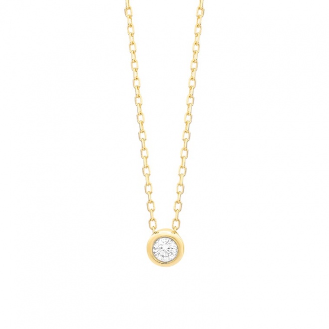 Colgante Solitario de oro amarillo de 18 Kt con diamante de 0,05 a 0,20 ct