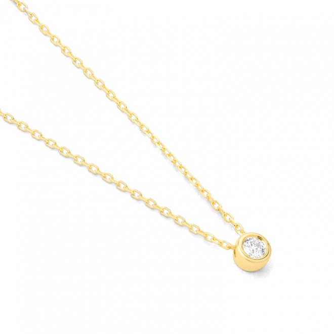 Colgante Solitario de oro amarillo de 18 Kt con diamante de 0,05 a 0,20 ct