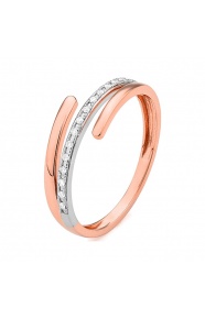 Anillo de oro rosa de 18 Kt con diamantes de 0,04 ct