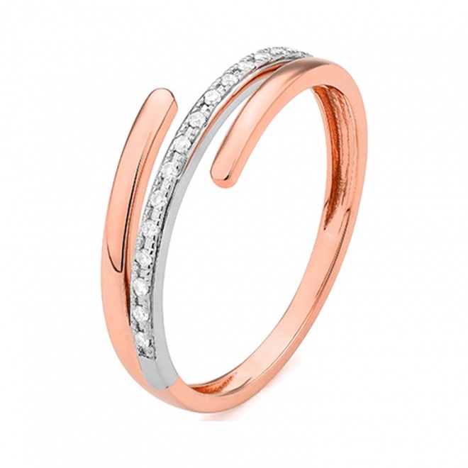 Anillo de oro rosa de 18 Kt con diamantes de 0,04 ct