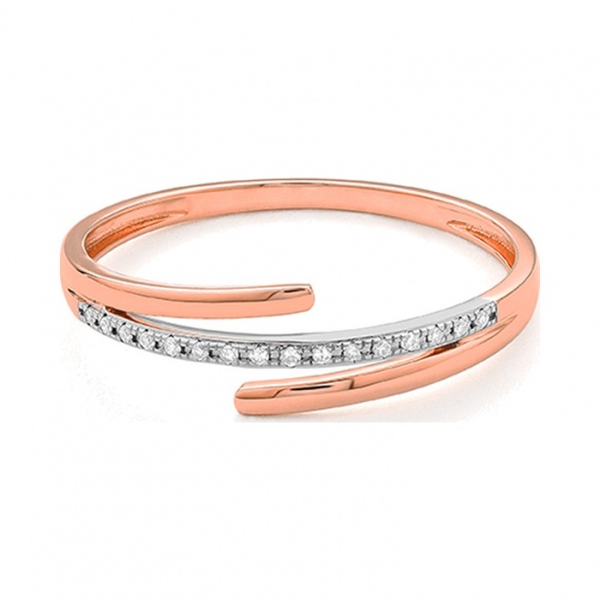 Anillo de oro rosa de 18 Kt con diamantes de 0,04 ct