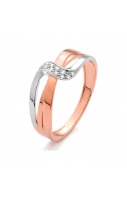 Anillo de oro rosa de 18 Kt con diamantes de 0,04 ct
