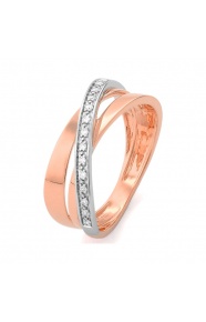 Anillo de oro rosa de 18 Kt con diamantes de 0,10 ct