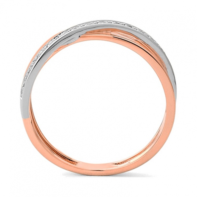Anillo de oro rosa de 18 Kt con diamantes de 0,10 ct