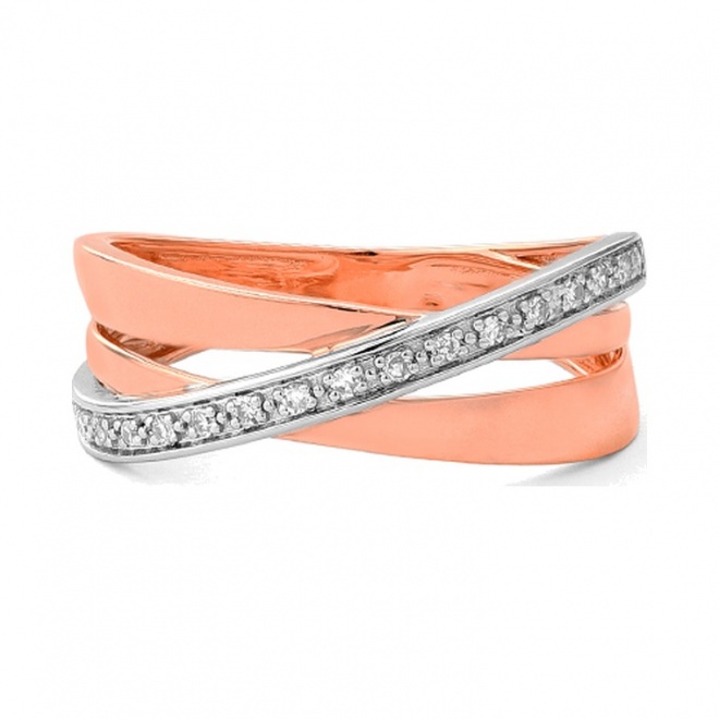 Anillo de oro rosa de 18 Kt con diamantes de 0,10 ct