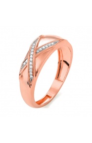 Anillo de oro rosa de 18 Kt con diamantes de 0,05 ct