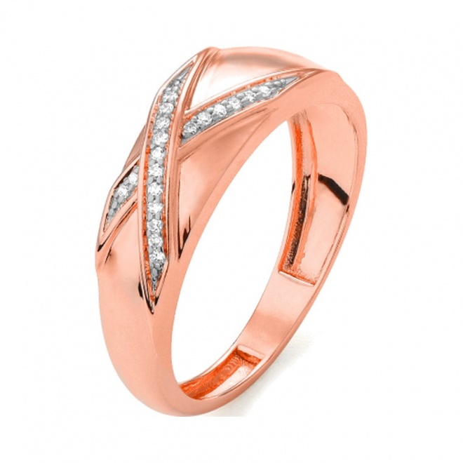 Anillo de oro rosa de 18 Kt con diamantes de 0,05 ct