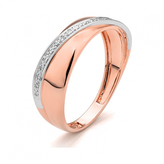 Anillo de oro rosa de 18 Kt con diamantes de 0,05 ct