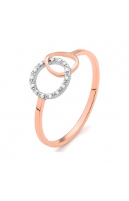 Anillo de oro rosa de 18 Kt con diamantes de 0,04 ct