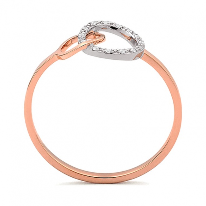 Anillo de oro rosa de 18 Kt con diamantes de 0,04 ct