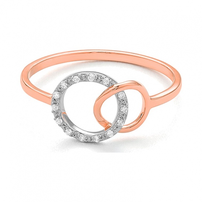 Anillo de oro rosa de 18 Kt con diamantes de 0,04 ct