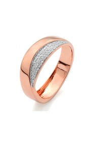 Anillo de oro rosa de 18 Kt con diamantes de 0,15 ct