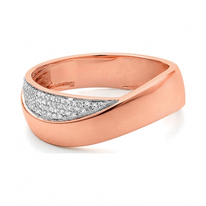 Anillo de oro rosa de 18 Kt con diamantes de 0,15 ct