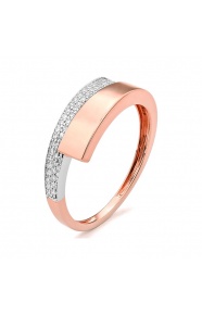 Anillo de oro rosa de 18 Kt con diamantes de 0,14 ct