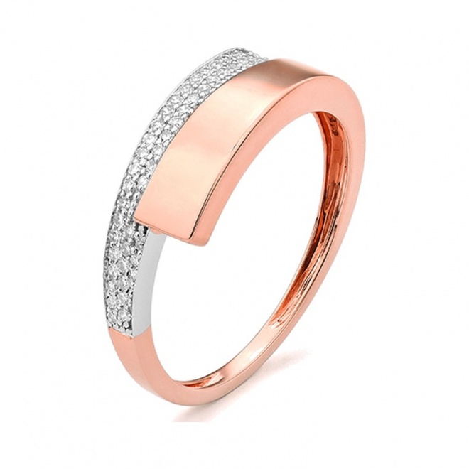 Anillo de oro rosa de 18 Kt con diamantes de 0,14 ct