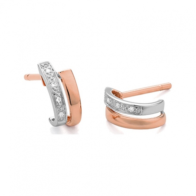 Pendientes Medias criollas de oro rosa de 18 Kt con diamantes de 0,03 ct