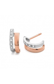 Pendientes Medias criollas de oro rosa de 18 Kt con diamantes de 0,07 ct