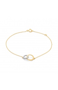 Pulsera con motivo y cadena de oro amarillo de 18 Kt con diamantes de 0,03 ct