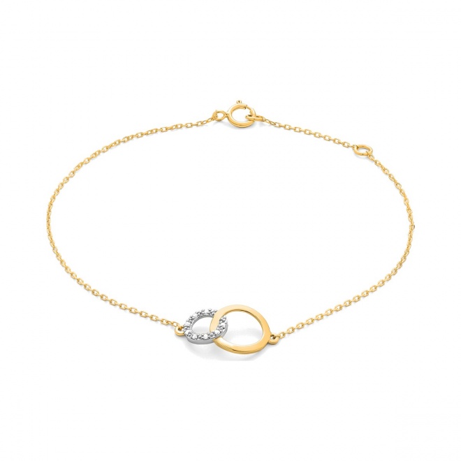 Pulsera con motivo y cadena de oro amarillo de 18 Kt con diamantes de 0,03 ct