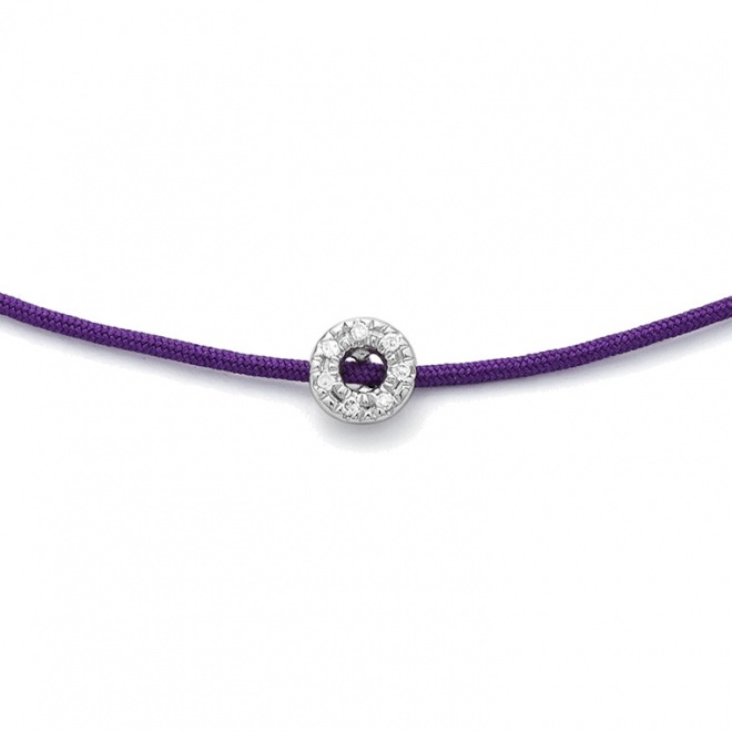 Pulsera de cordón de oro blanco de 18 Kt con diamantes de 0,02 ct
