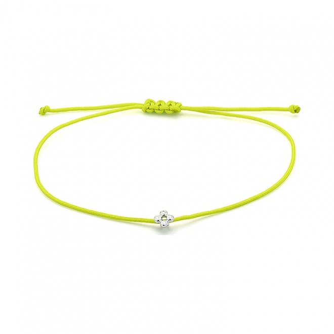 Pulsera de cordón de oro blanco de 18 Kt con diamantes de 0,01 ct