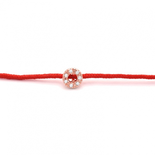 Pulsera de cordón de oro blanco de 18 Kt con diamantes de 0,02 ct