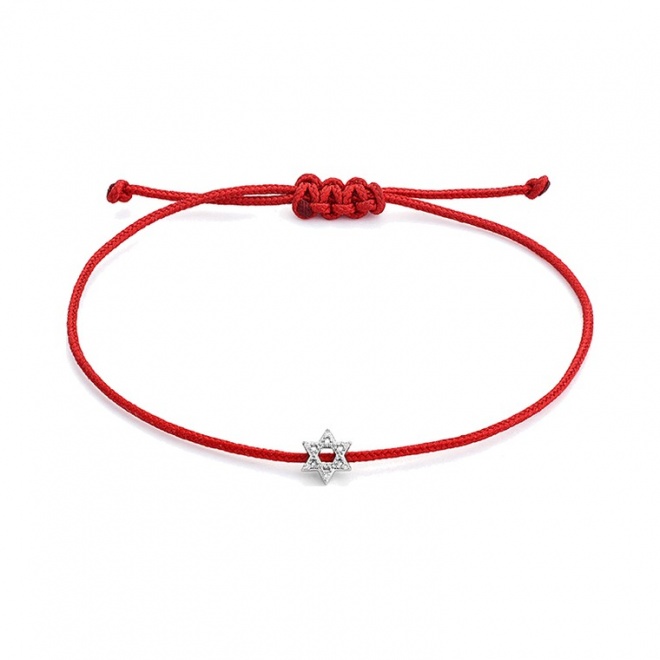 Pulsera de cordón de oro blanco de 18 Kt con diamantes de 0,01 ct