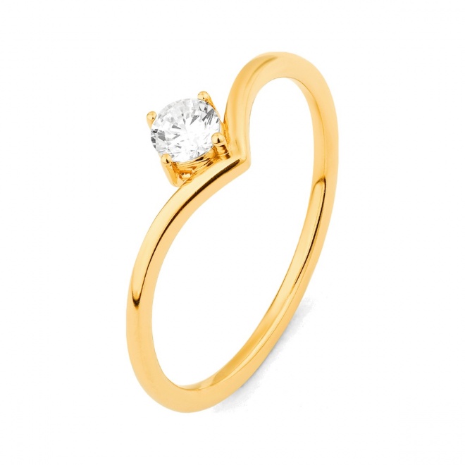 Anillo Solitario de oro amarillo de 18 Kt con diamante de 0,20 ct